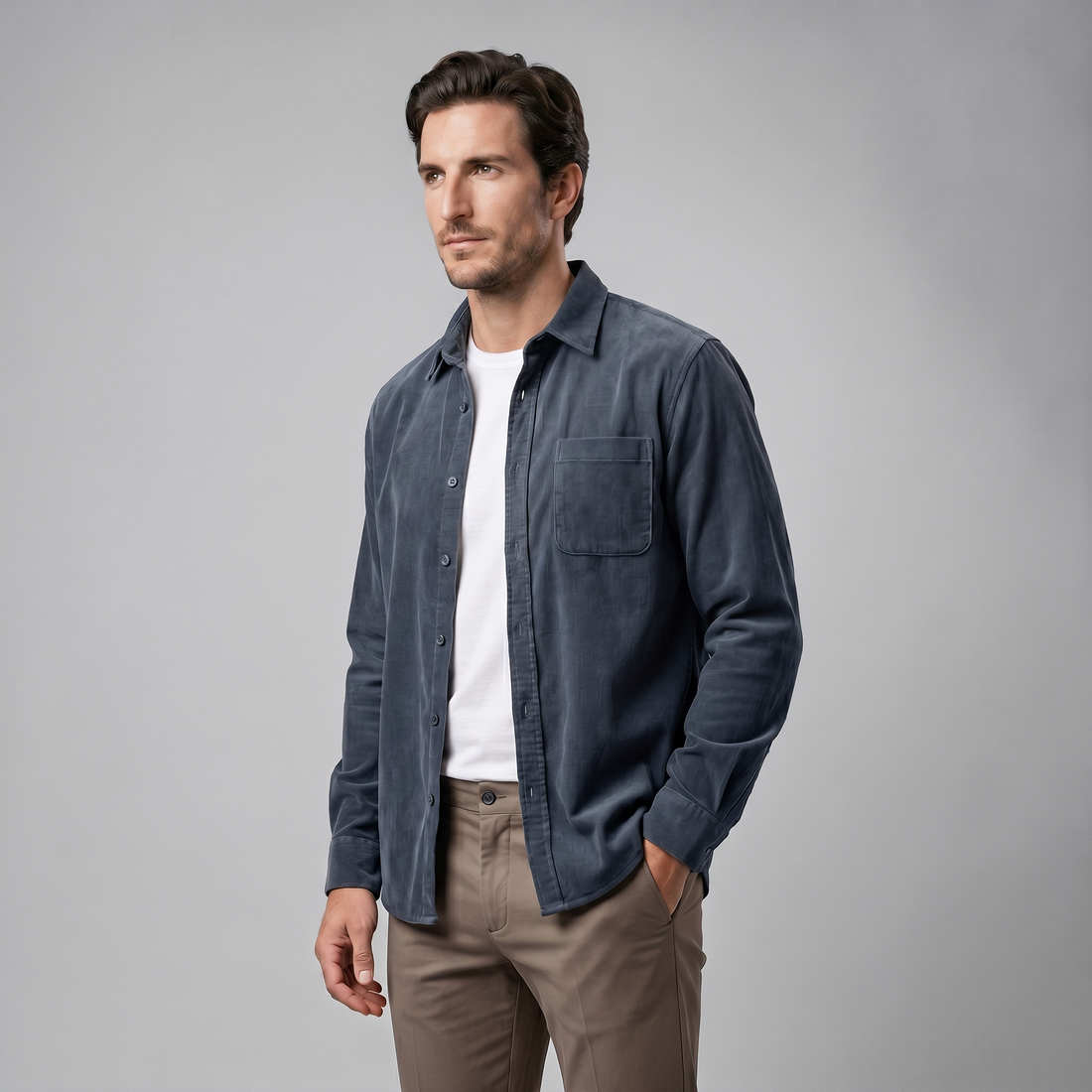 Men's Corduroy Long Sleeve Casual Shirt