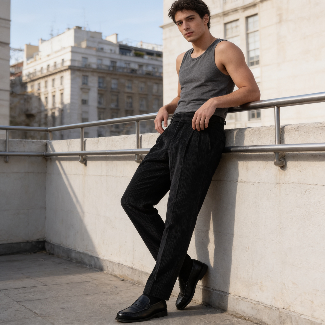 Men's Corduroy Pleated Trousers