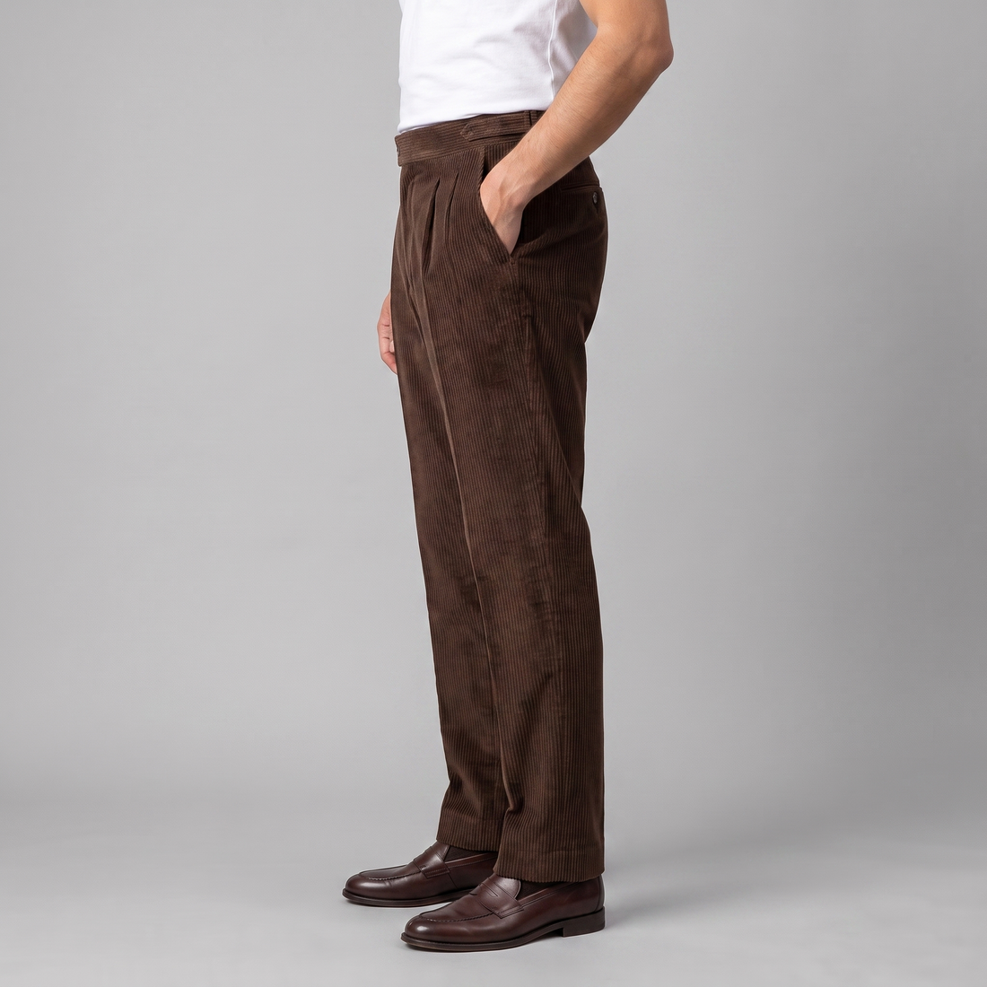 Men's Corduroy Pleated Trousers