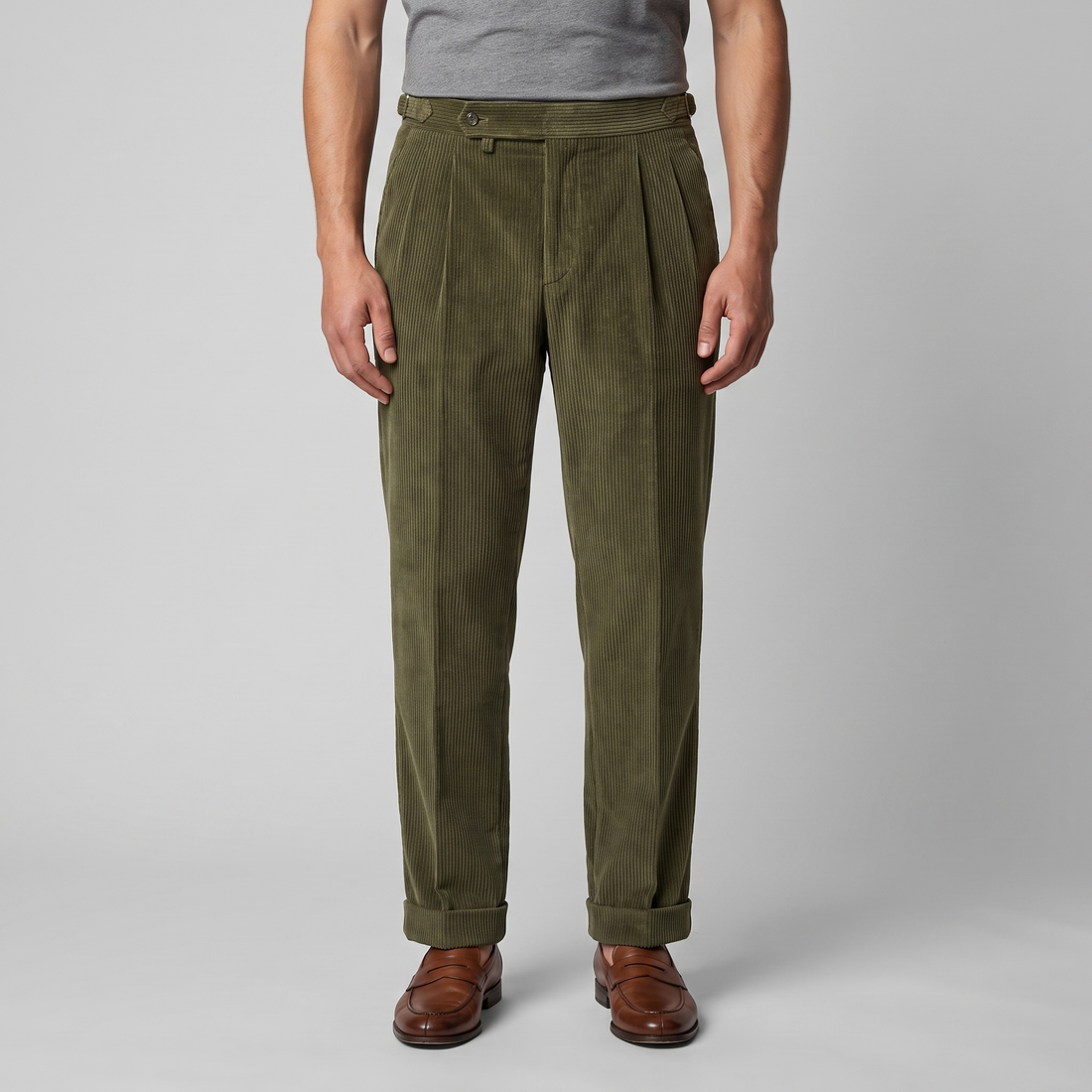 Men's Corduroy Pleated Trousers