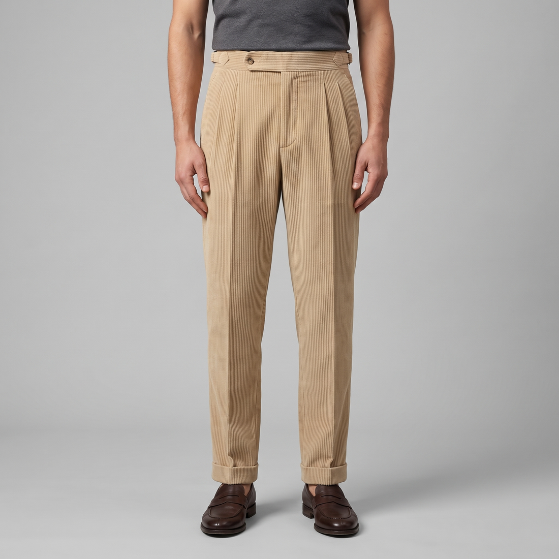 Men's Corduroy Pleated Trousers