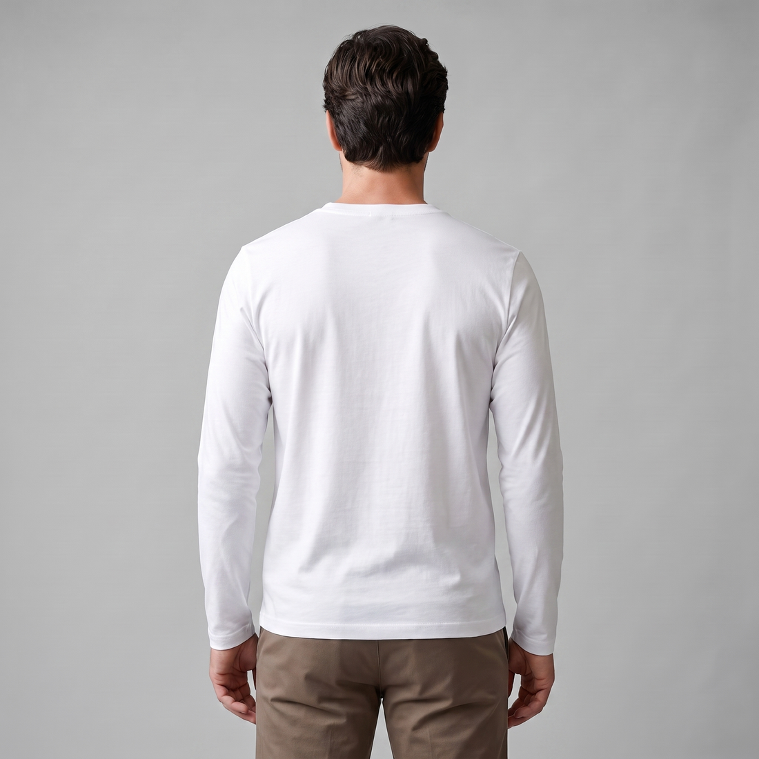 Men's Cotton Blend Long Sleeve Crew Neck Shirt