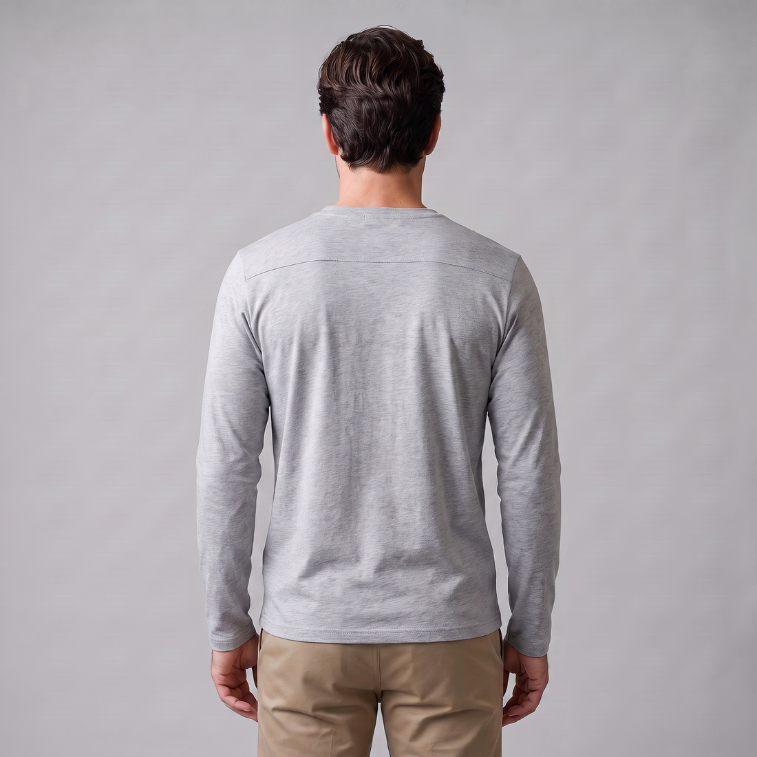 Men's Cotton Blend Long Sleeve Crew Neck Shirt