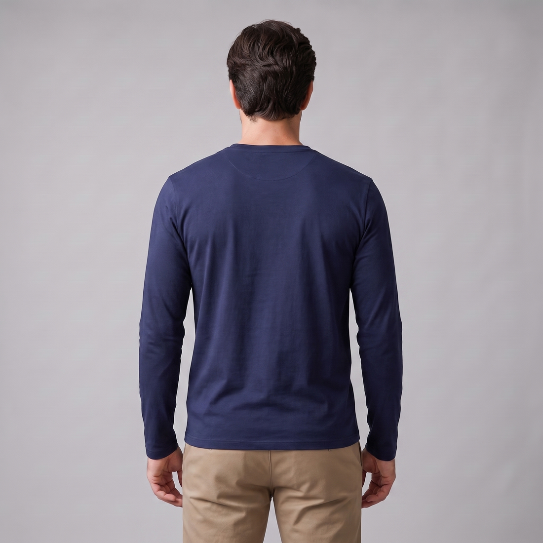 Men's Cotton Blend Long Sleeve Crew Neck Shirt