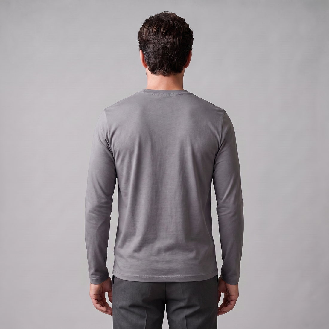 Men's Cotton Blend Long Sleeve Crew Neck Shirt