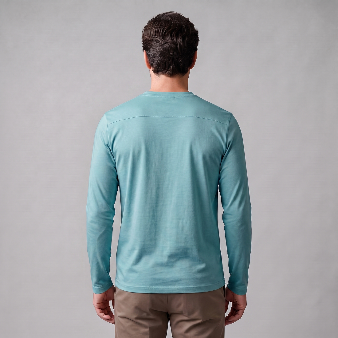 Men's Cotton Blend Long Sleeve Crew Neck Shirt
