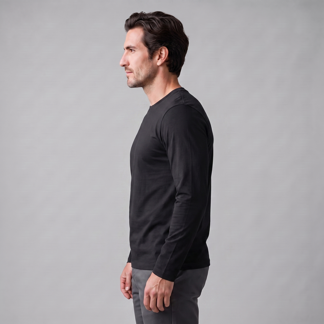Men's Cotton Blend Long Sleeve Crew Neck Shirt