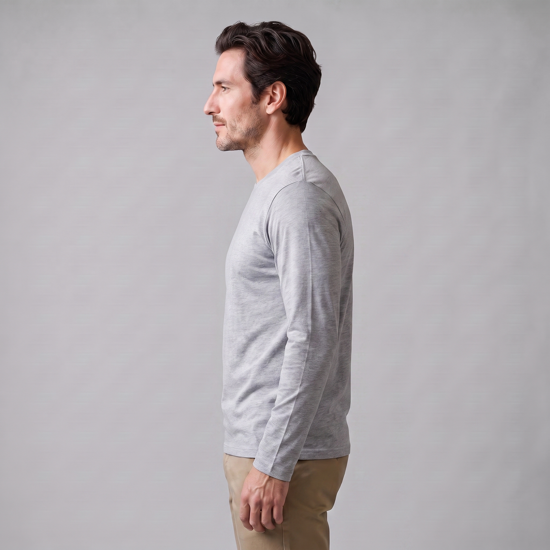 Men's Cotton Blend Long Sleeve Crew Neck Shirt