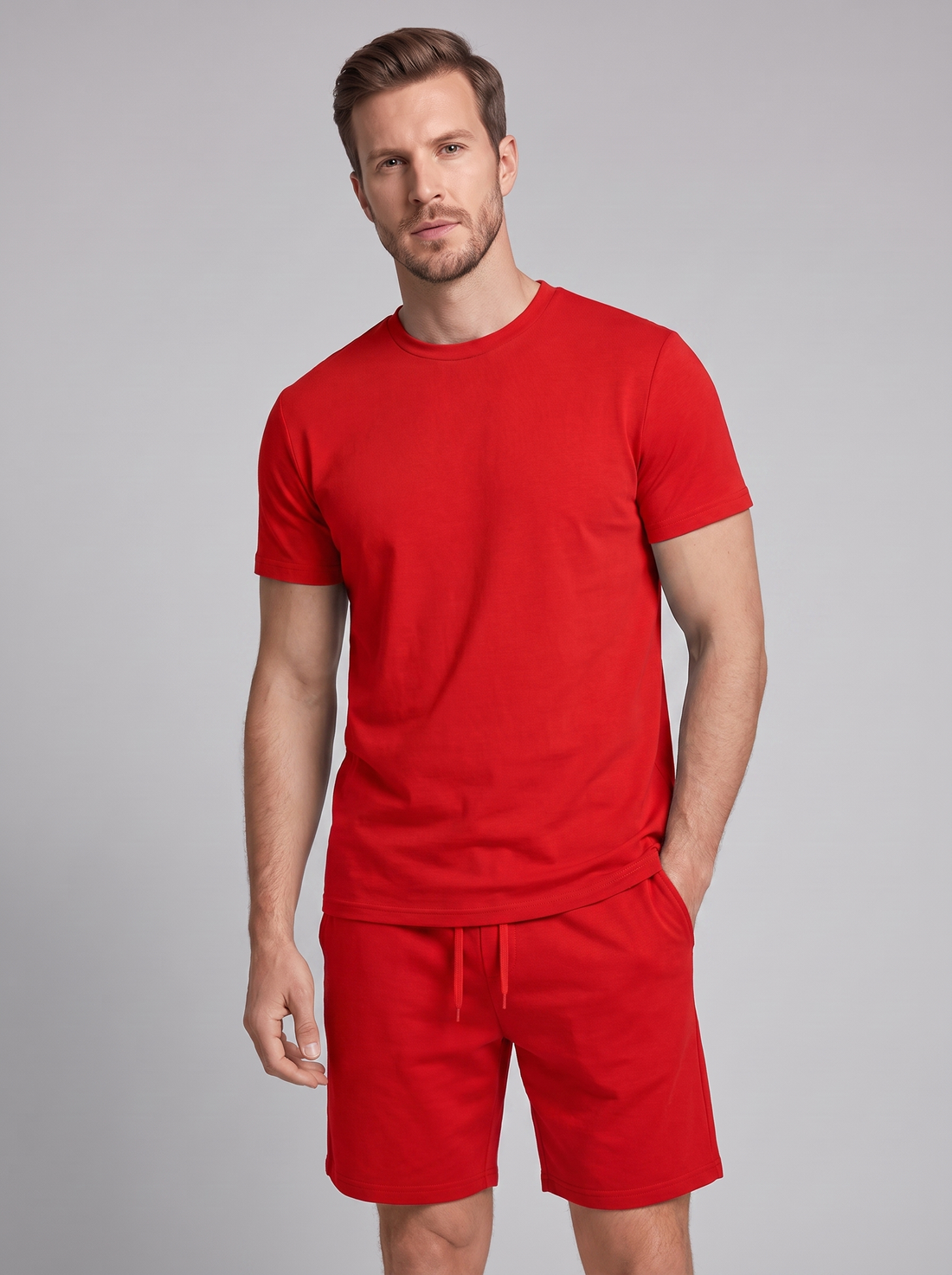 Men's Cotton Blend T-Shirt and Shorts Co-Ord Set