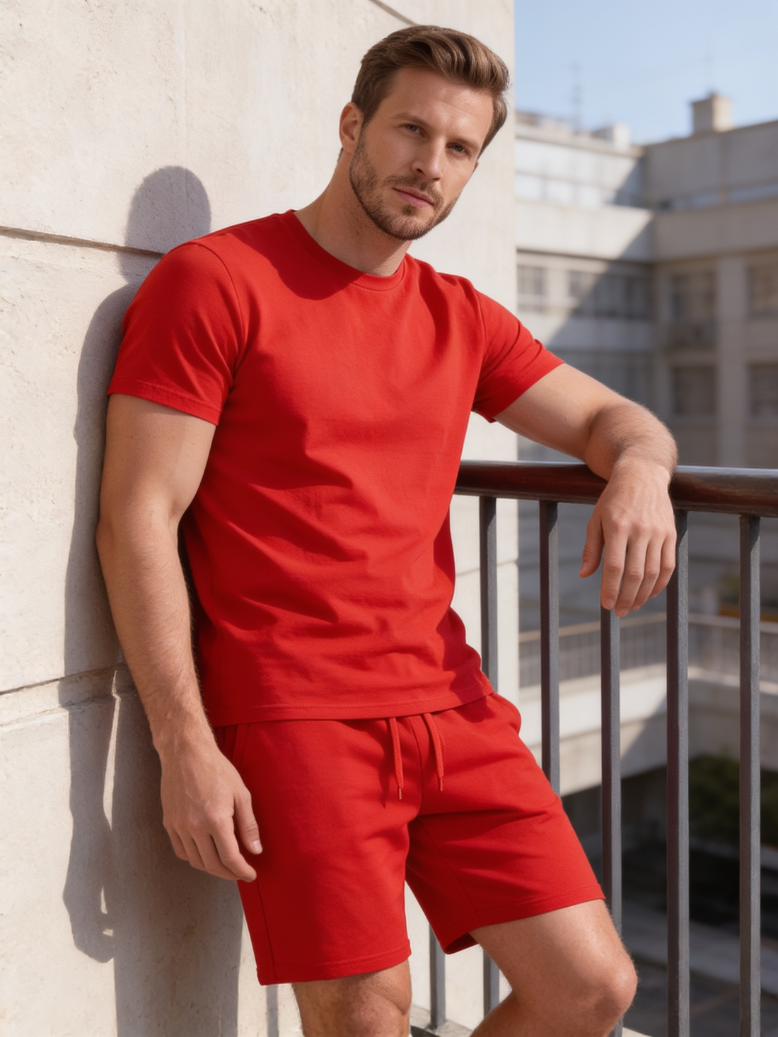 Men's Cotton Blend T-Shirt and Shorts Co-Ord Set
