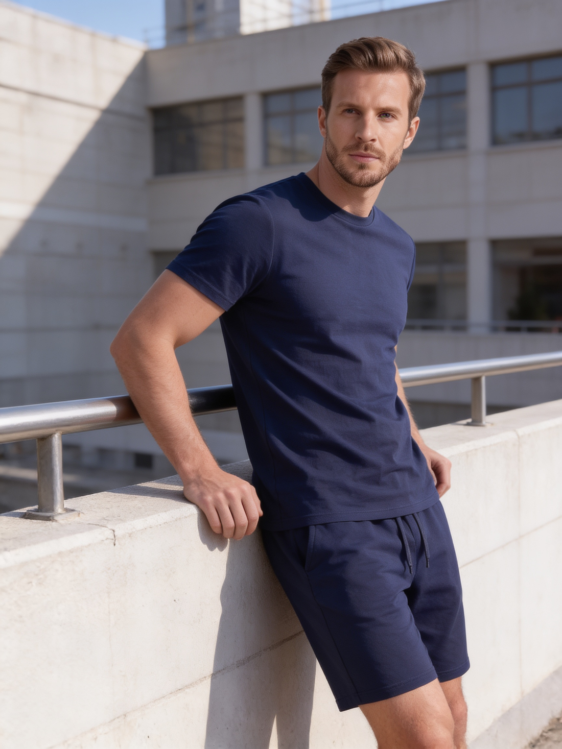 Men's Cotton Blend T-Shirt and Shorts Co-Ord Set