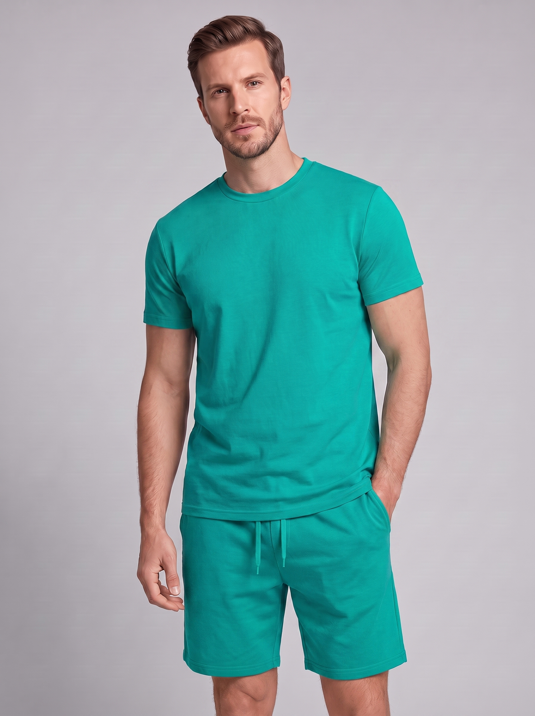 Men's Cotton Blend T-Shirt and Shorts Co-Ord Set