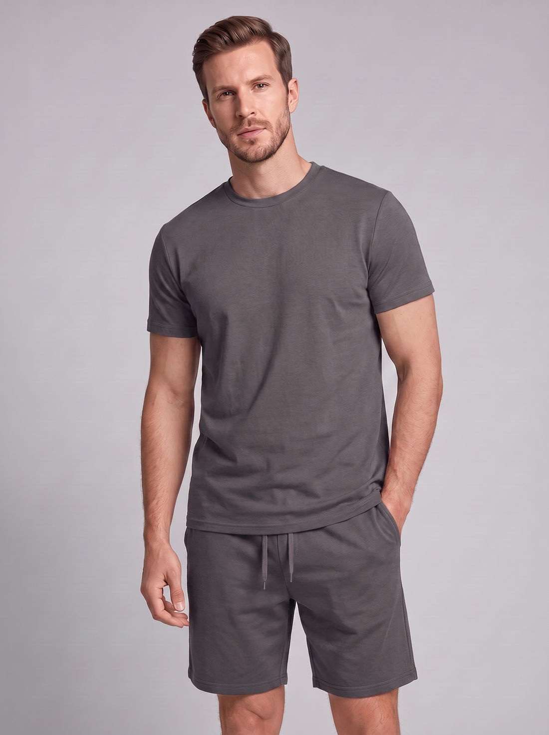 Men's Cotton Blend T-Shirt and Shorts Co-Ord Set