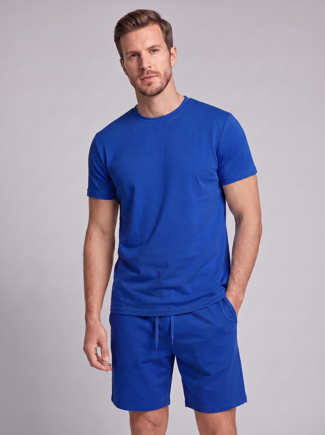 Men's Cotton Blend T-Shirt and Shorts Co-Ord Set