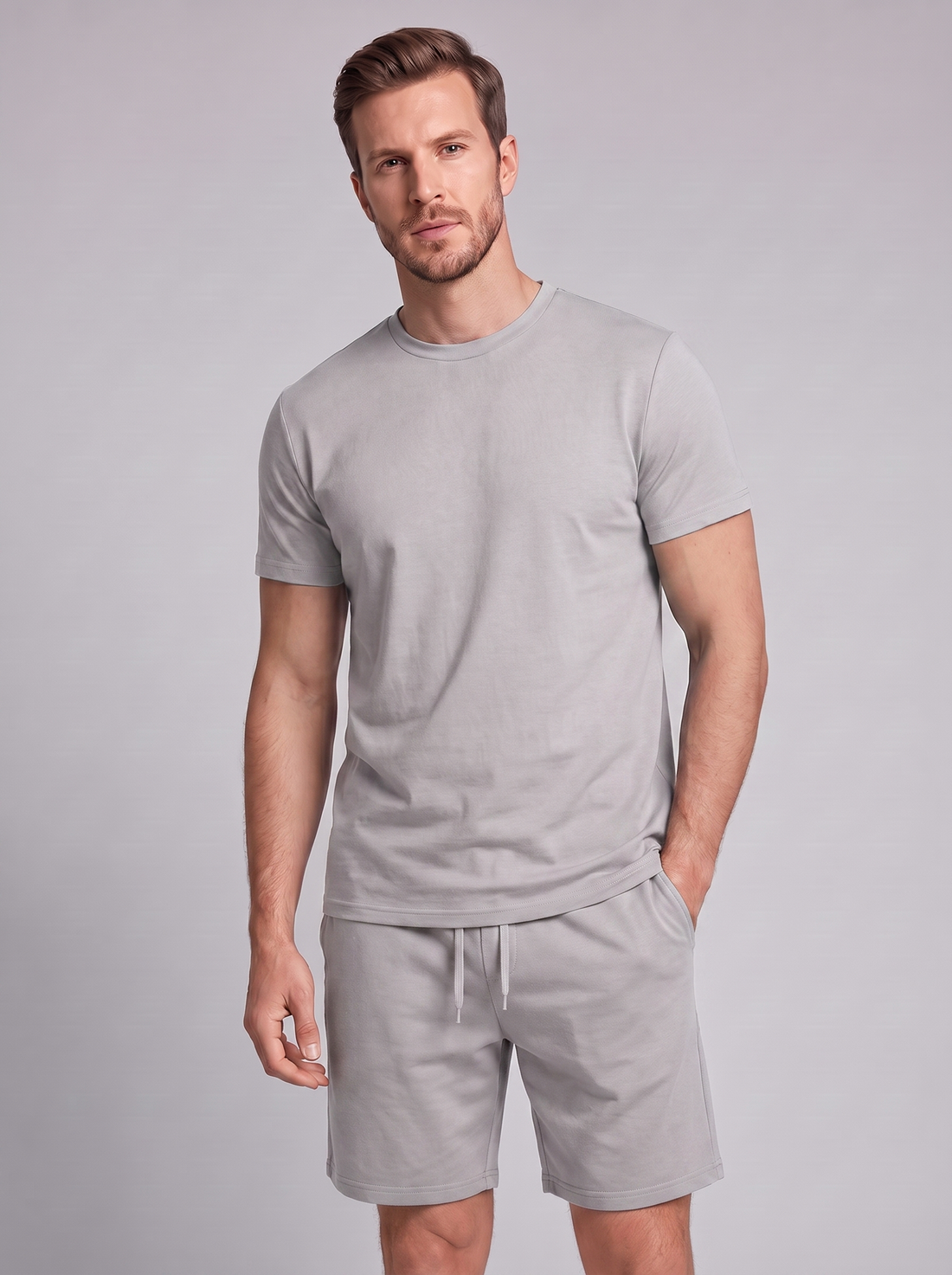 Men's Cotton Blend T-Shirt and Shorts Co-Ord Set