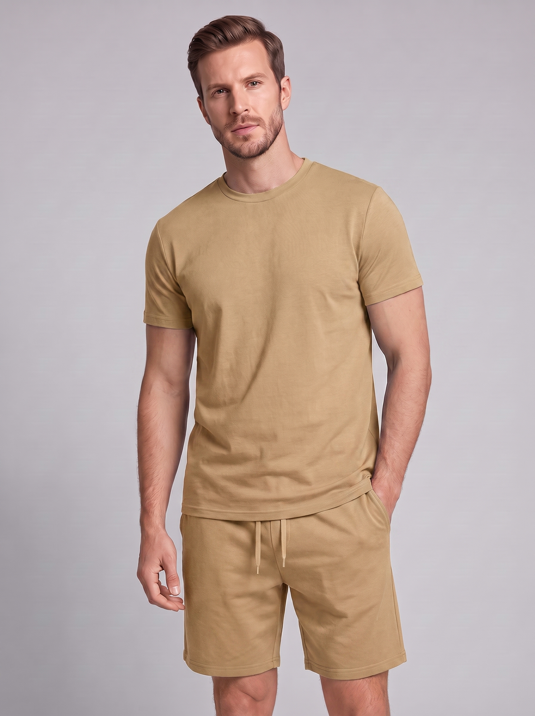 Men's Cotton Blend T-Shirt and Shorts Co-Ord Set
