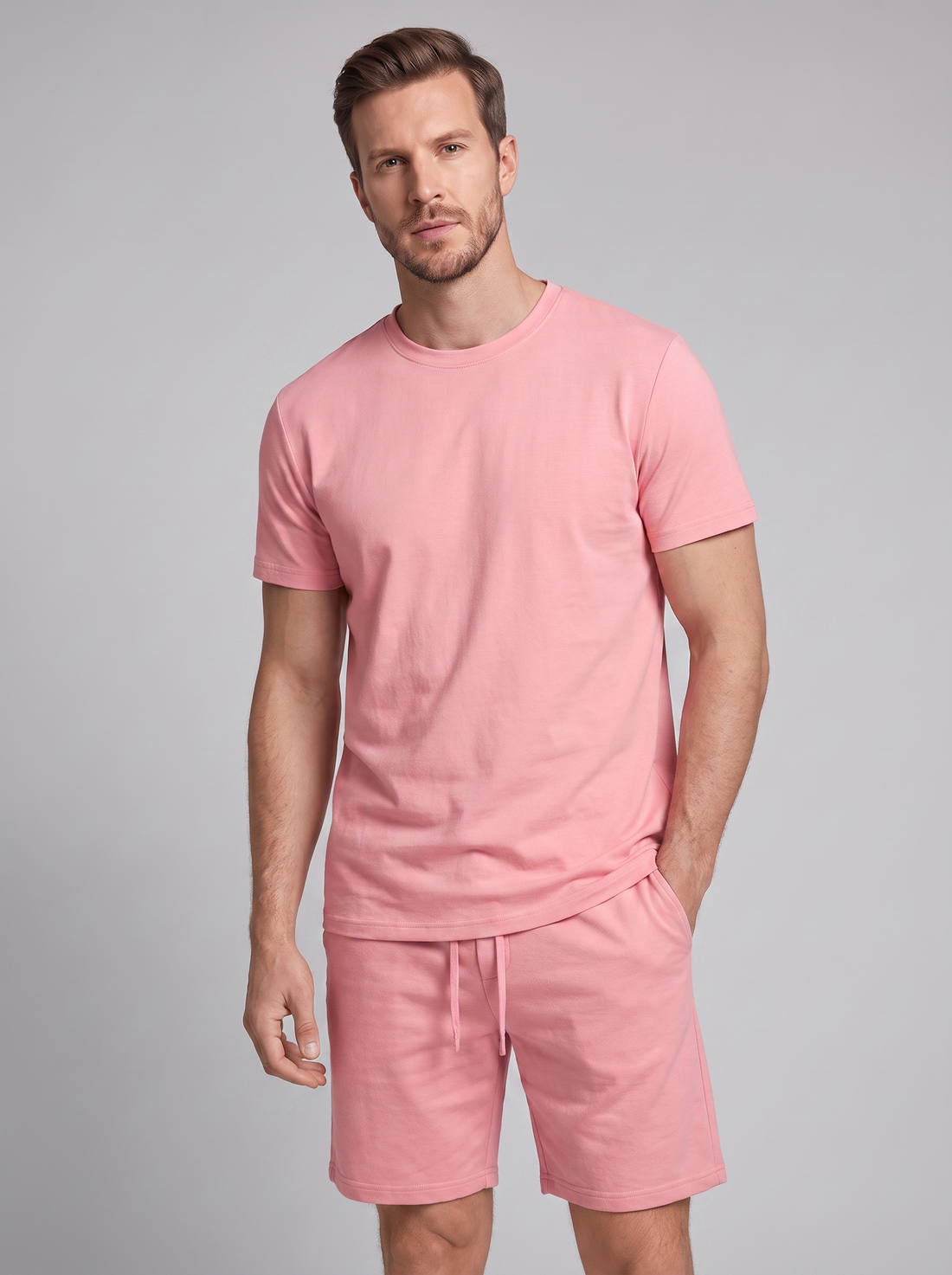 Men's Cotton Blend T-Shirt and Shorts Co-Ord Set