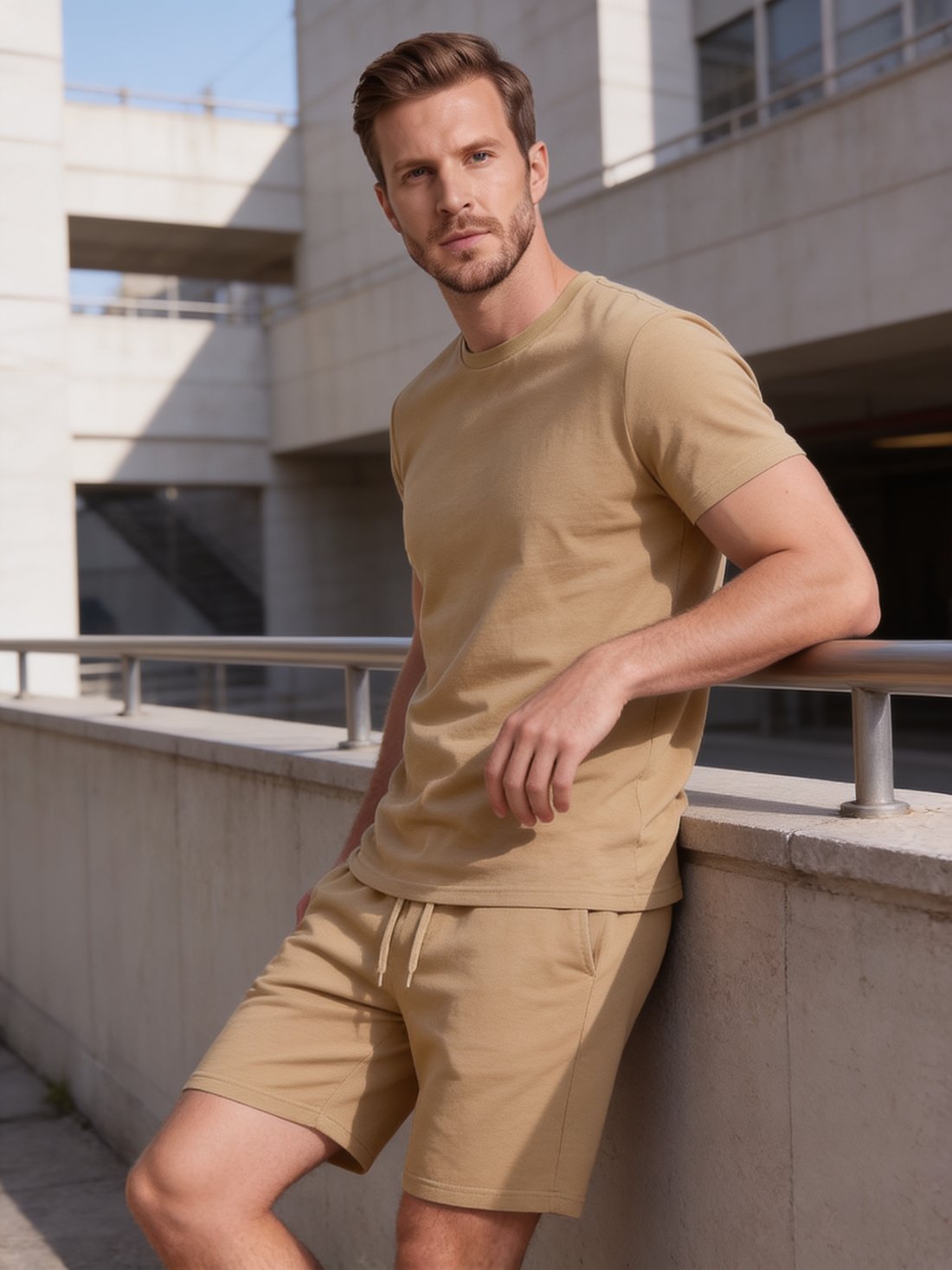 Men's Cotton Blend T-Shirt and Shorts Co-Ord Set