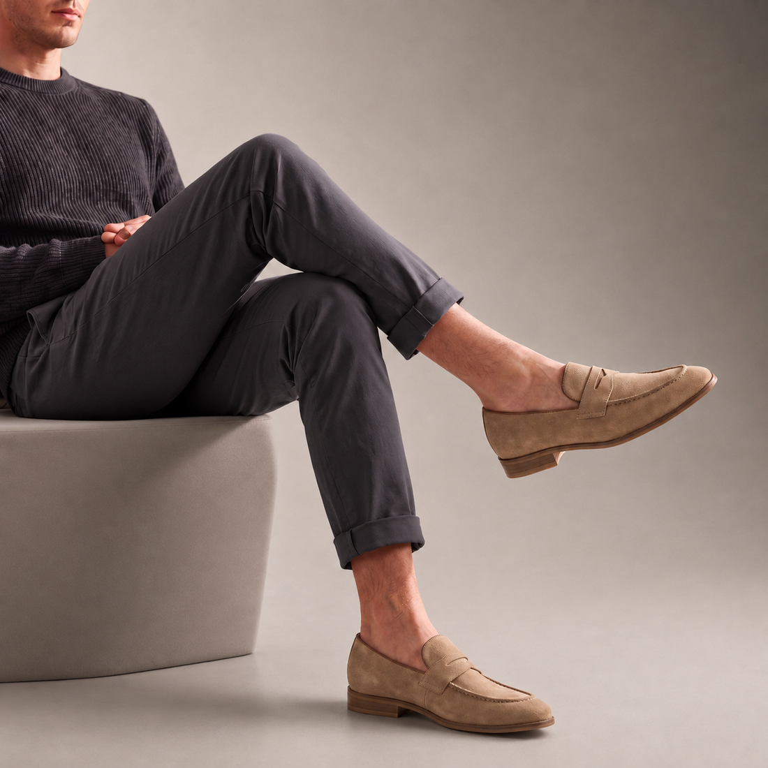 Men's Cowhide Suede Penny Loafers