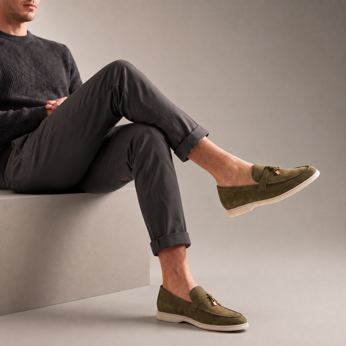 Men's Cowhide Suede Tassel Loafers
