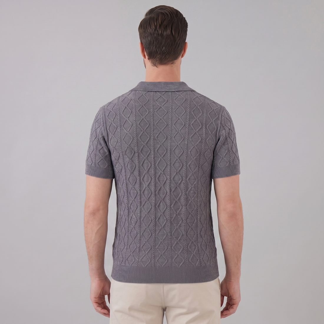 Men's Diamond Cable Knit Polo
