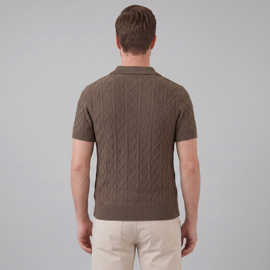 Men's Diamond Cable Knit Polo