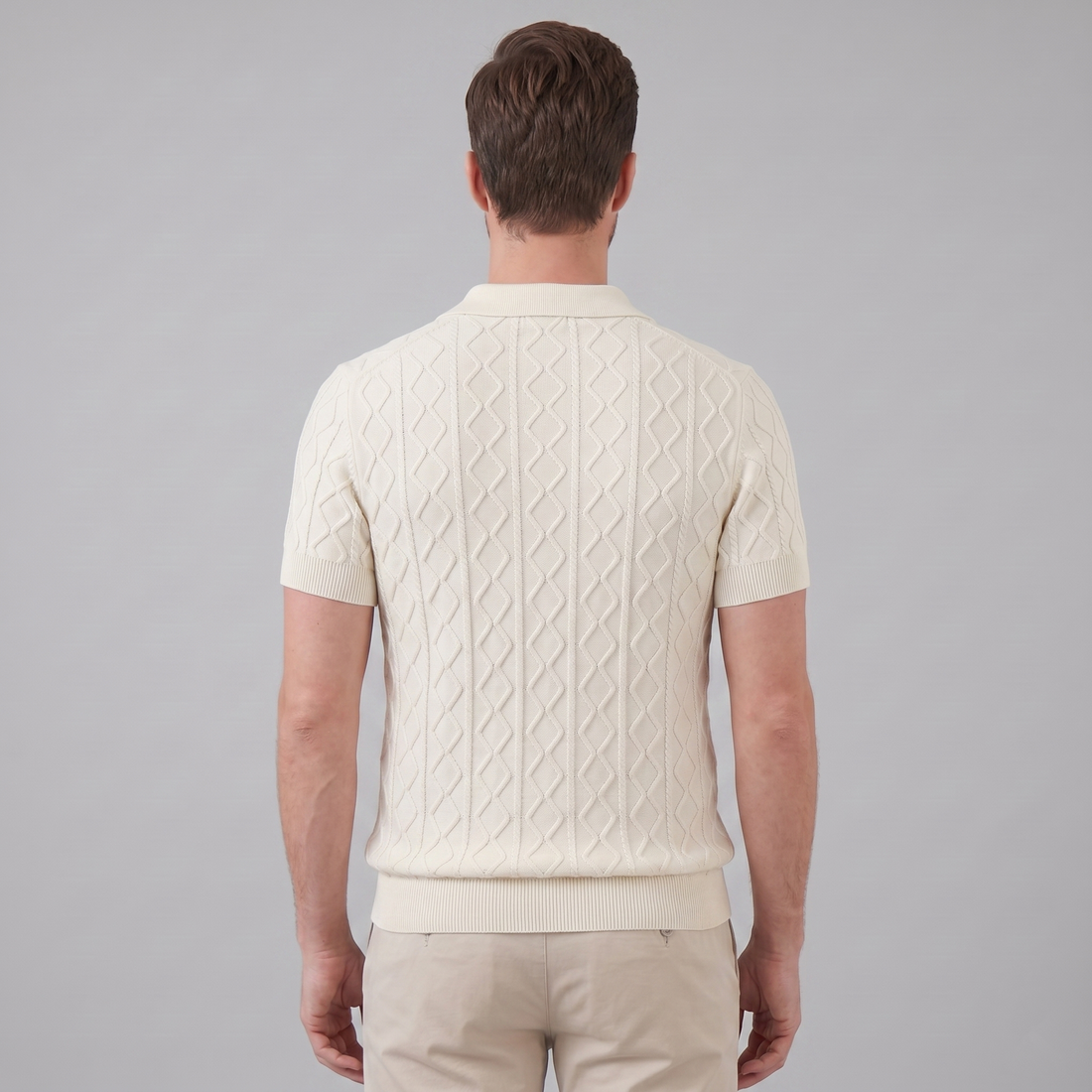 Men's Diamond Cable Knit Polo