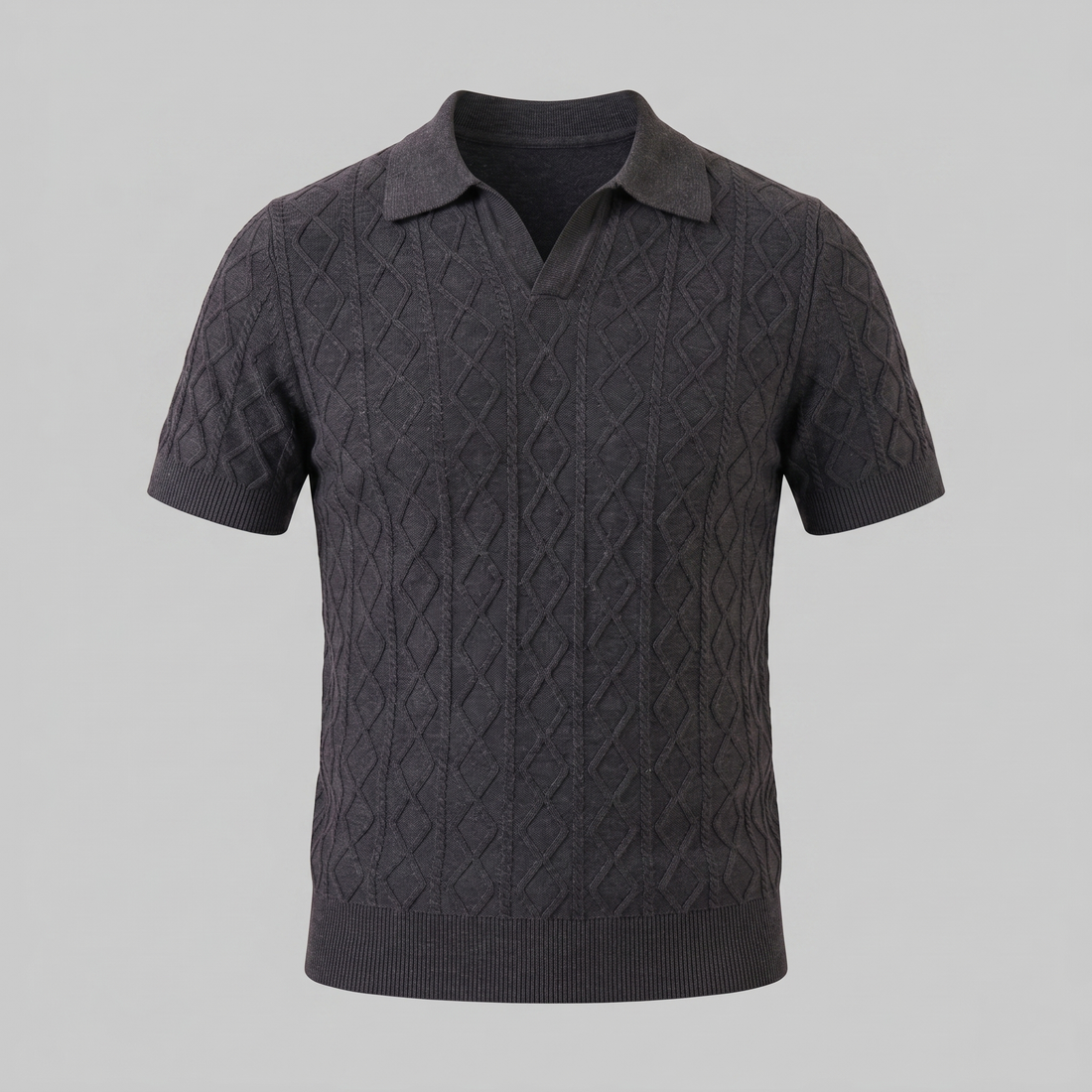 Men's Diamond Cable Knit Polo