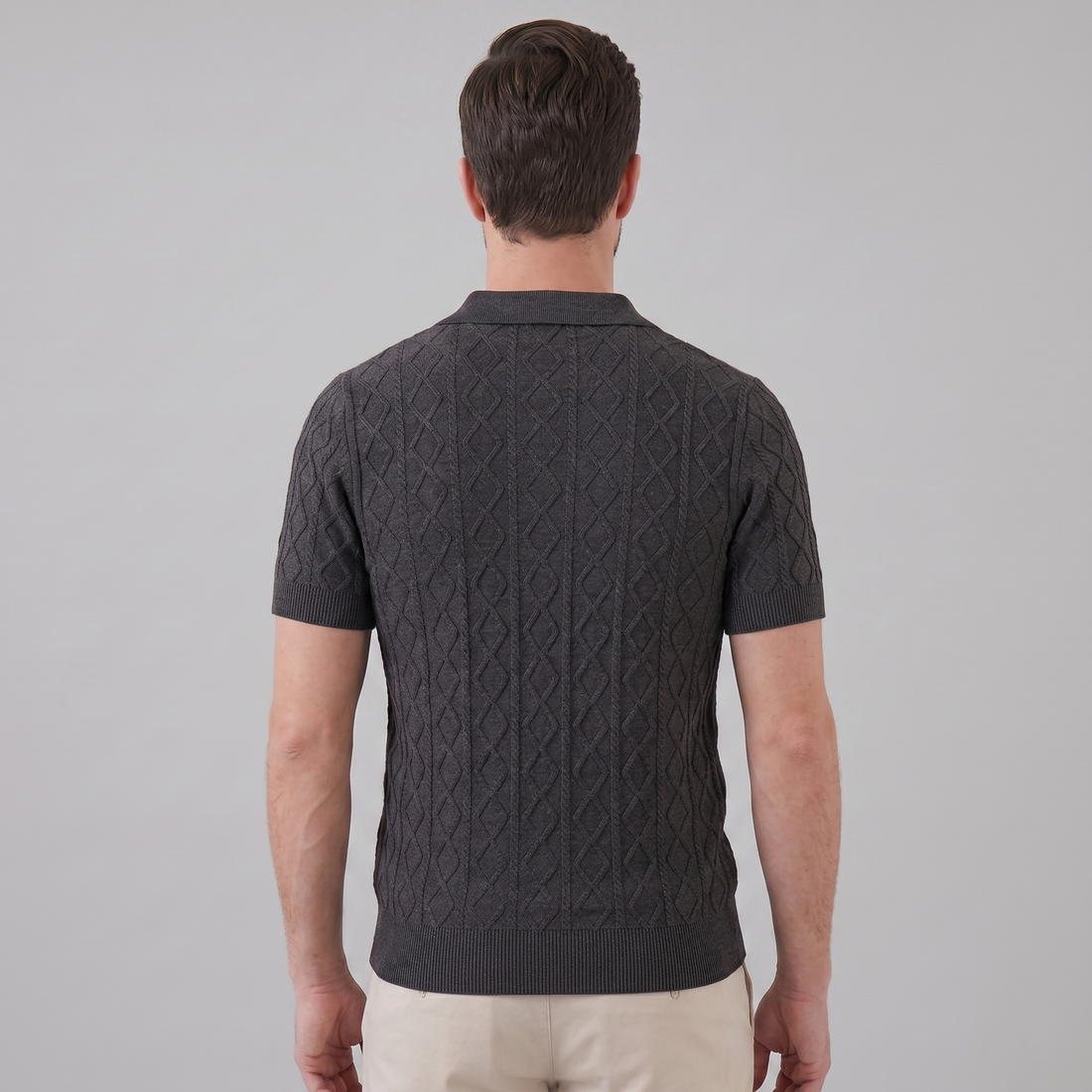 Men's Diamond Cable Knit Polo
