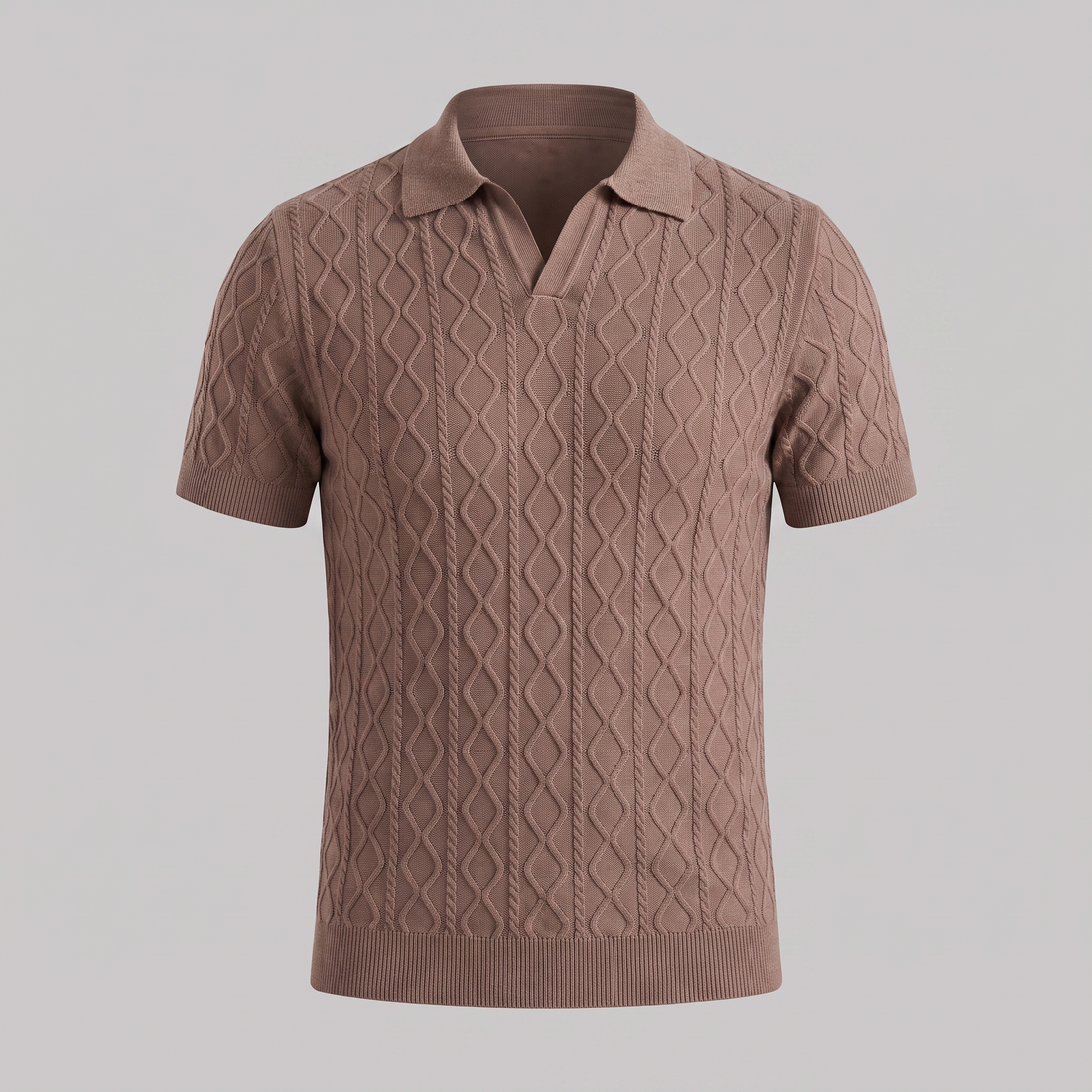 Men's Diamond Cable Knit Polo Shirt