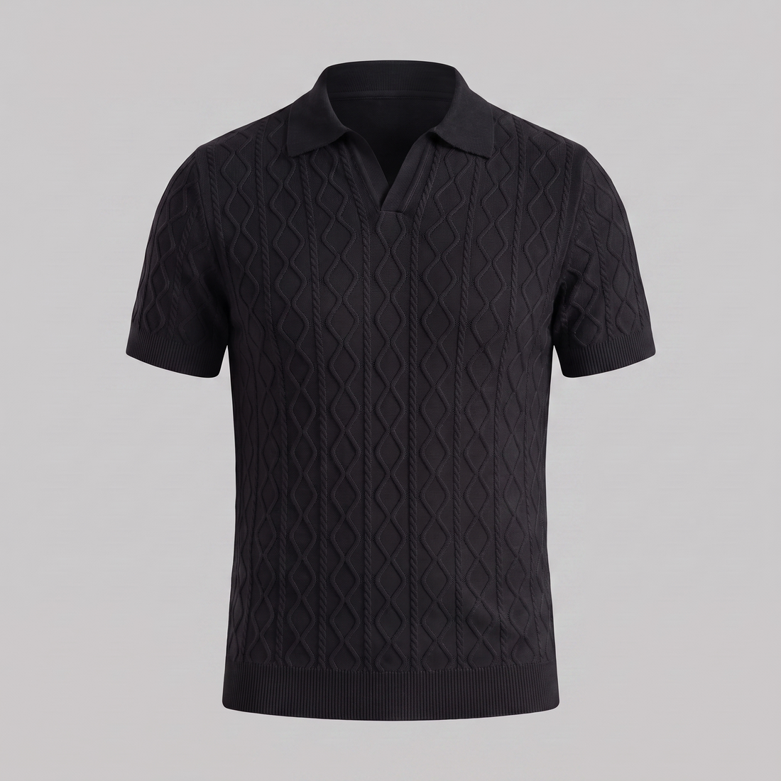 Men's Diamond Cable Knit Polo Shirt