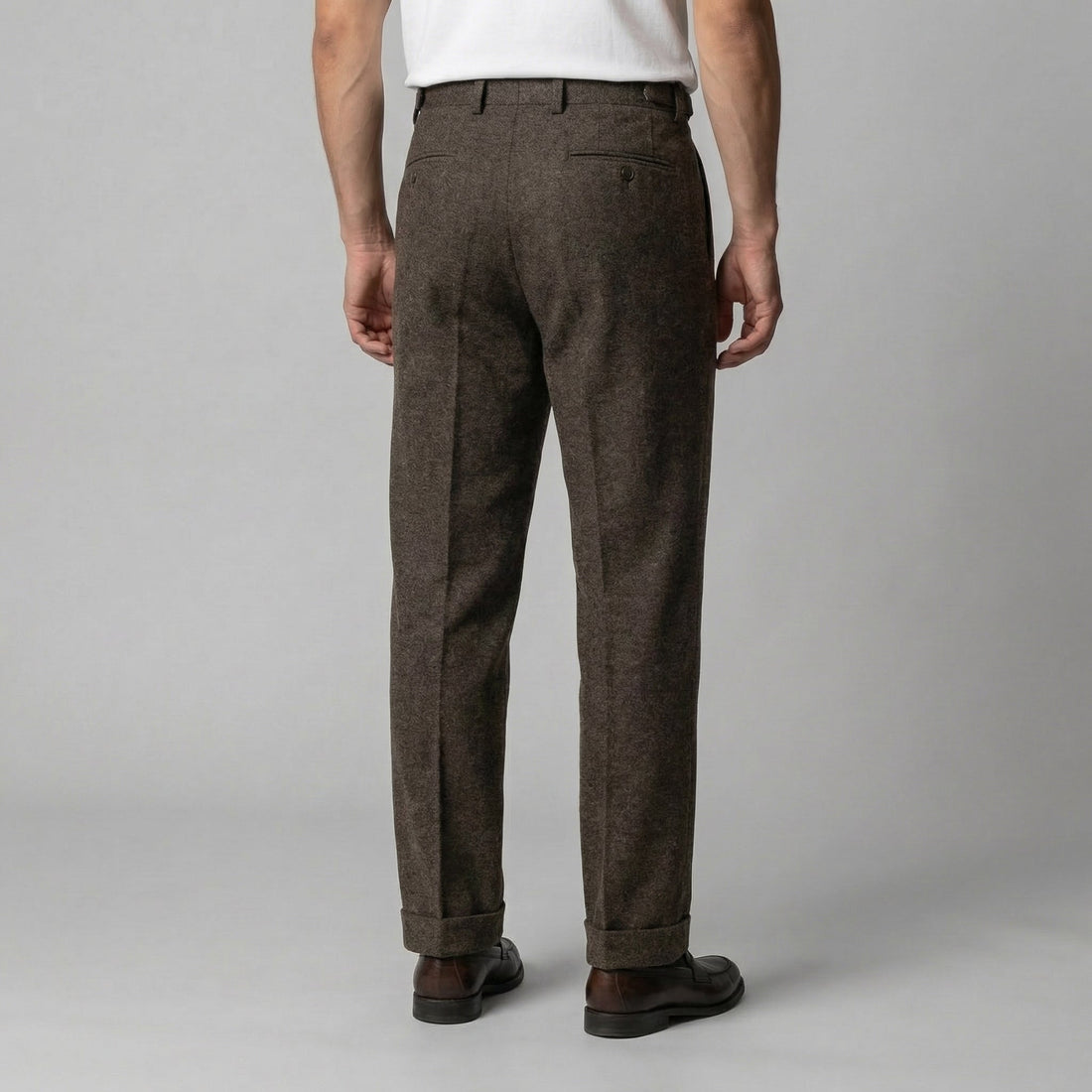 Men's Elegant Pleated Trousers with Side Adjuster