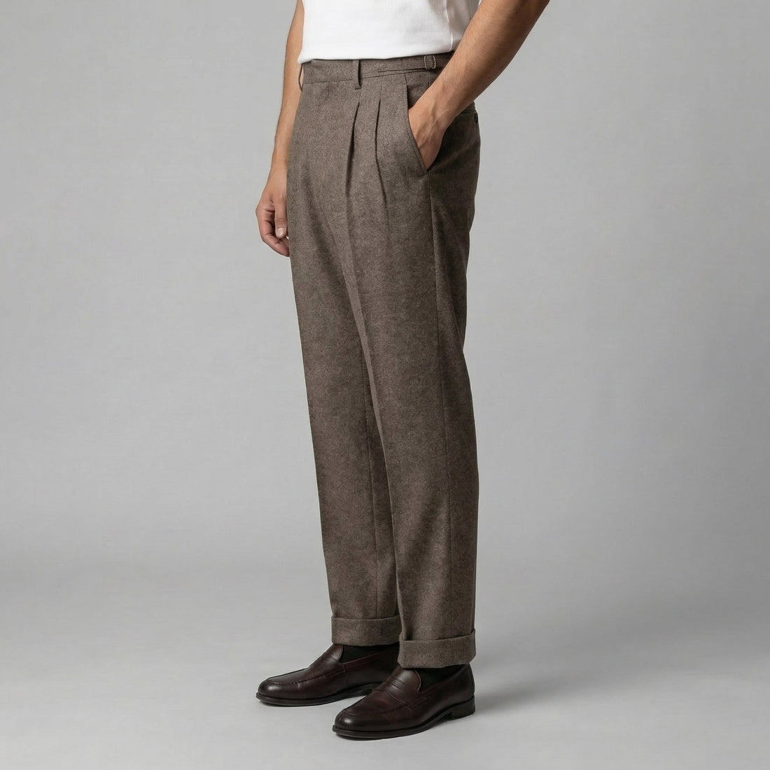 Men's Elegant Straight Fit Trousers with Side Adjuster