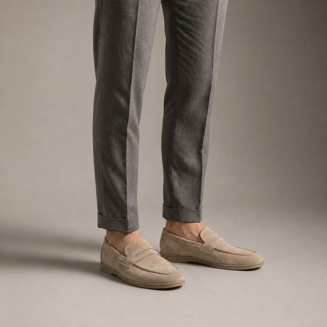 Men's Elegant Suede Penny Loafers