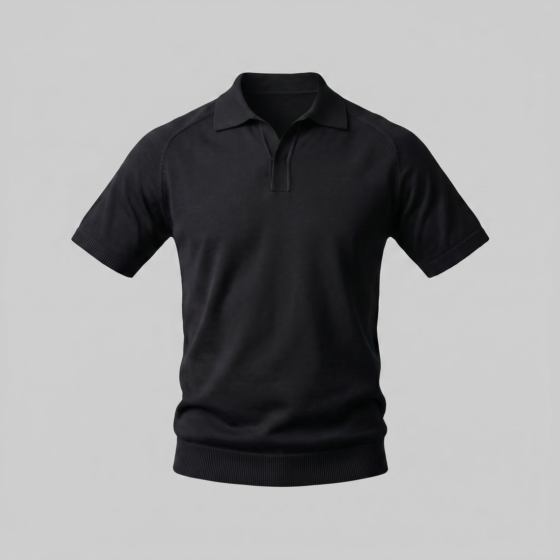 Men's Fine Knit Open-Collar Polo