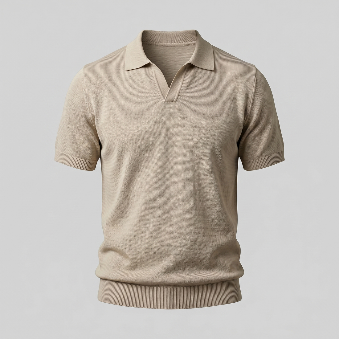 Men's Fine Knit Open-Collar Polo