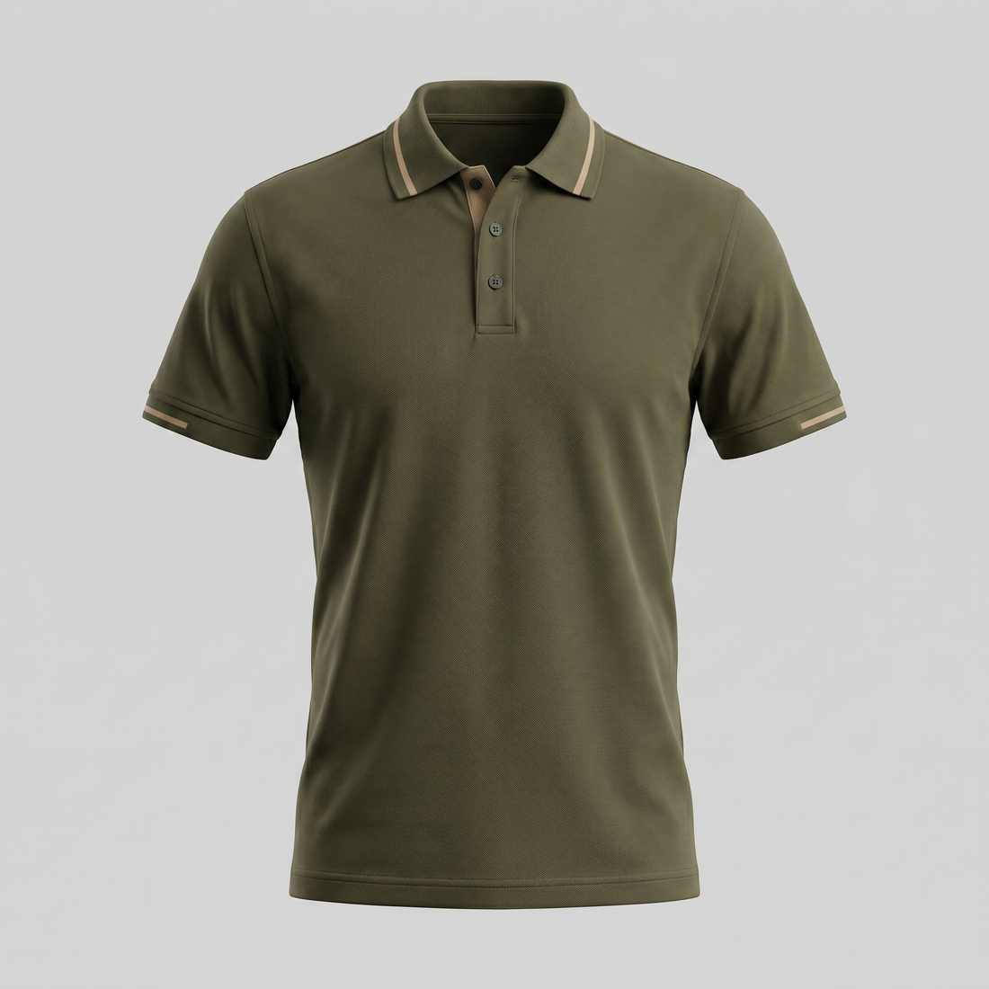 Men's Green Polo Shirt with Contrast Trim
