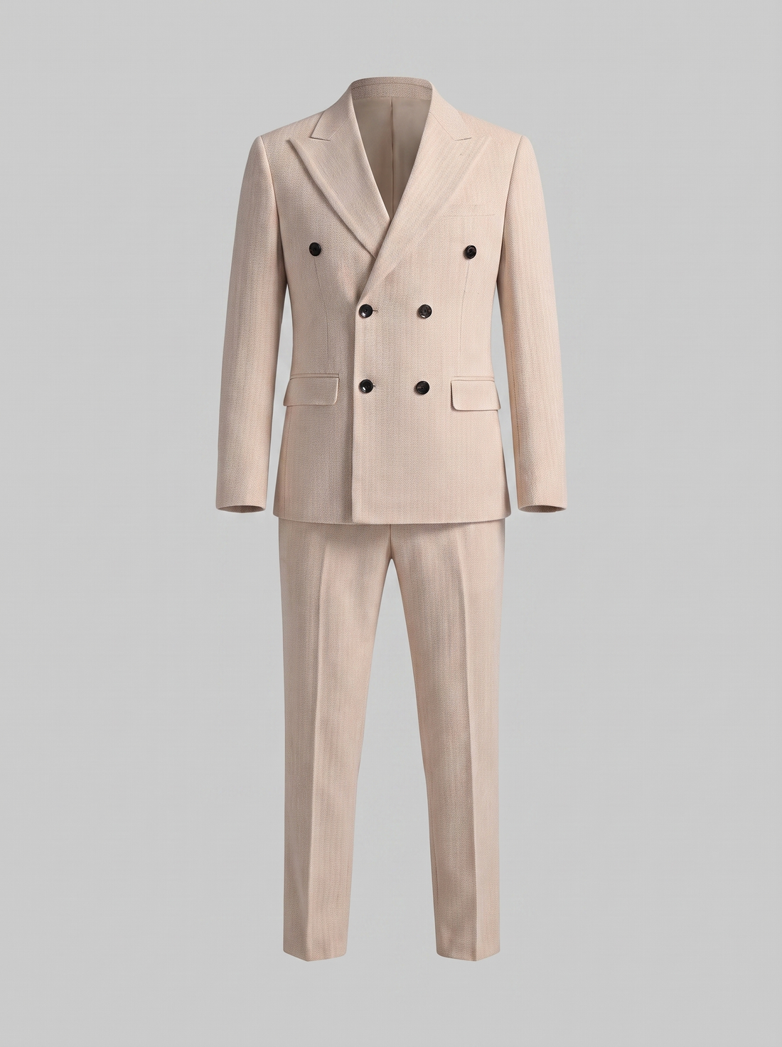 Men's Herringbone Double-Breasted Suit Set
