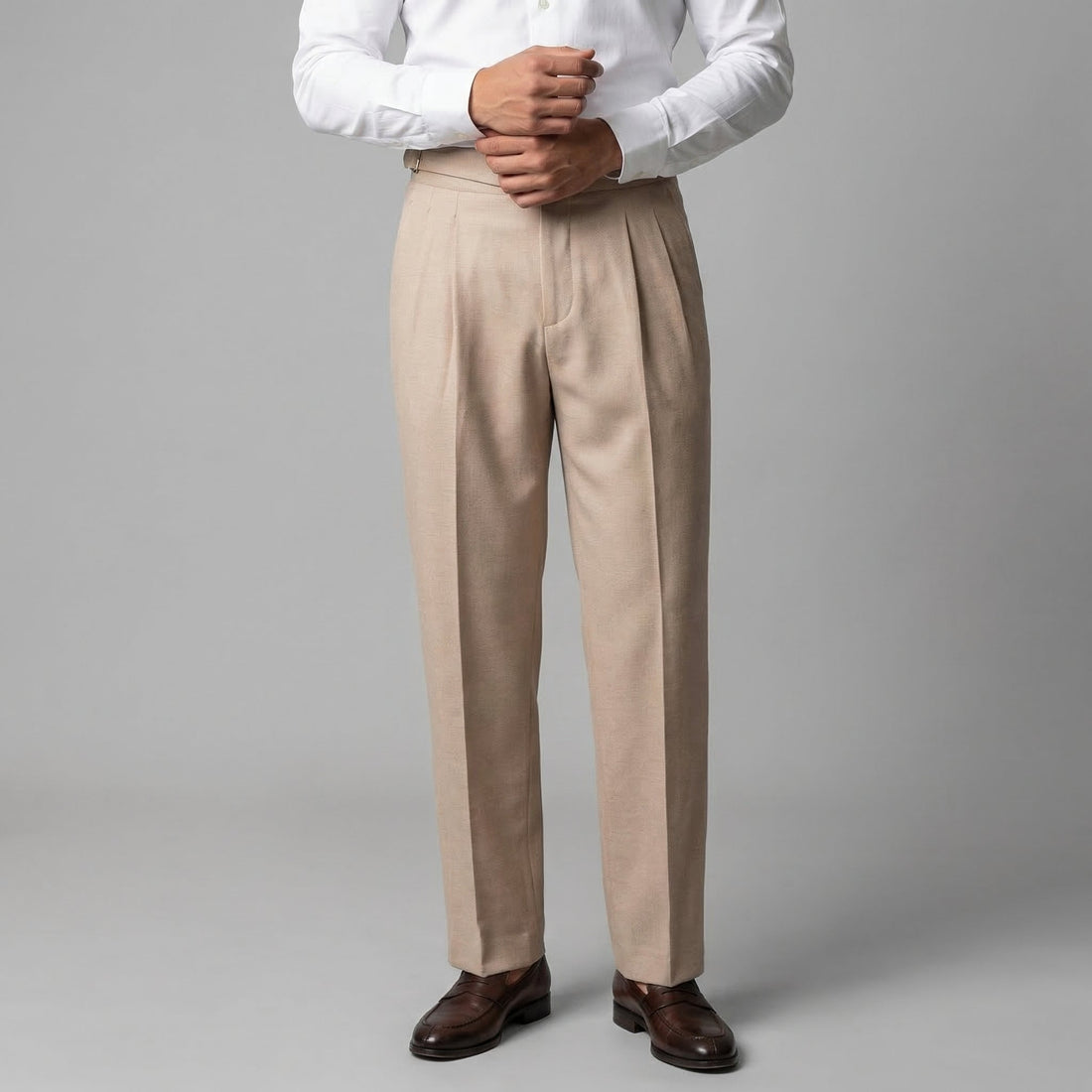 Men's High-Waisted Straight-Leg Trousers