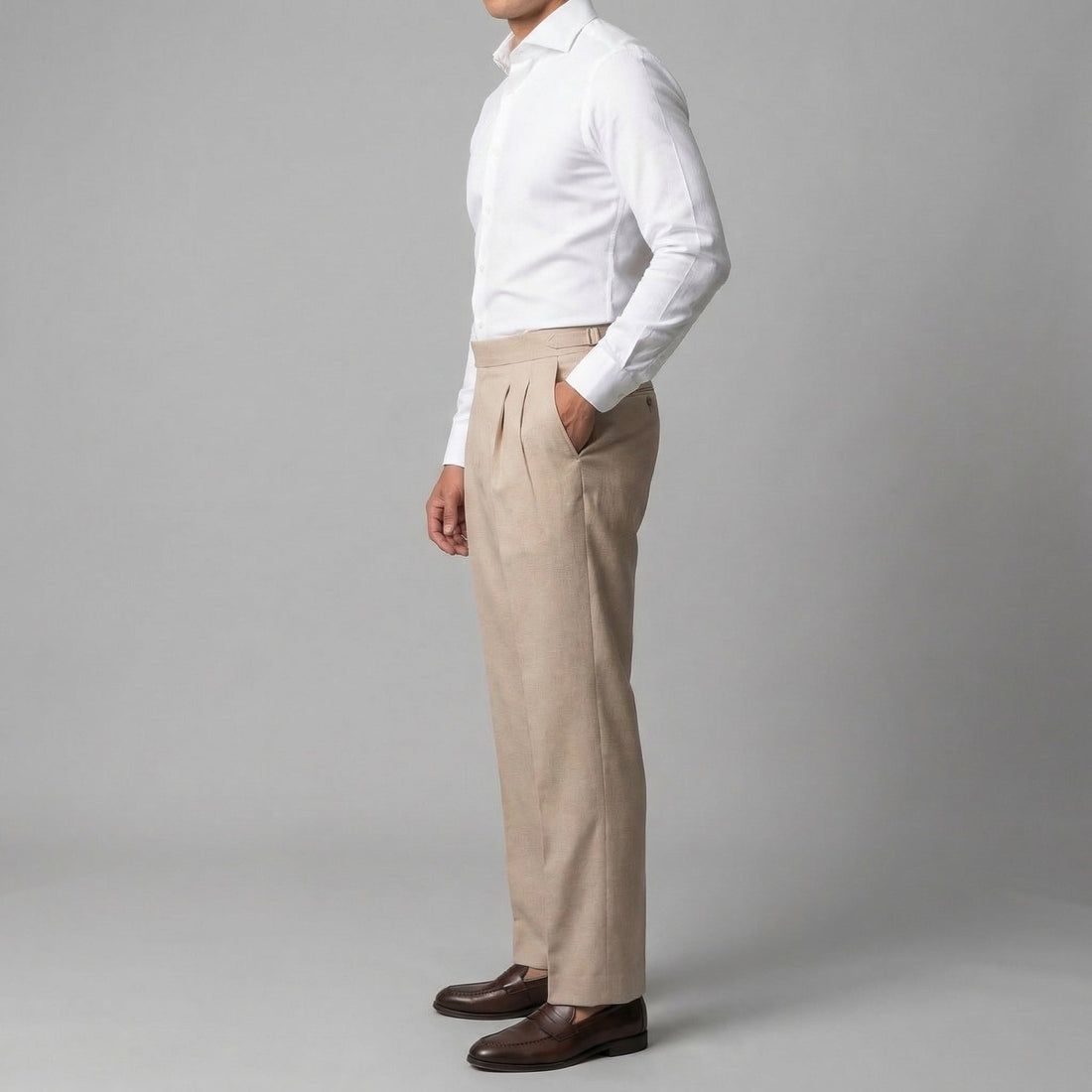 Men's High-Waisted Straight-Leg Trousers