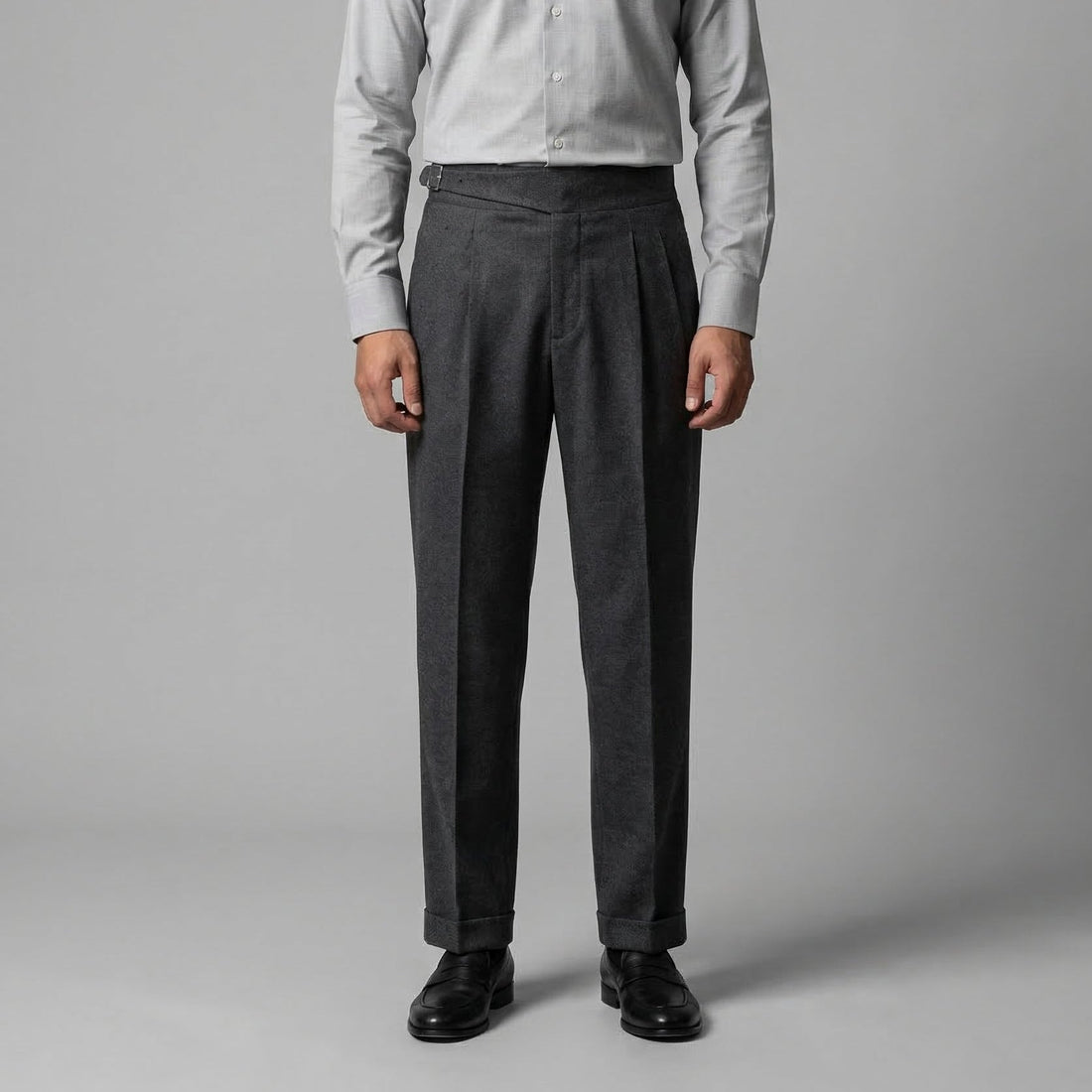 Men's High-Waisted Straight-Leg Trousers