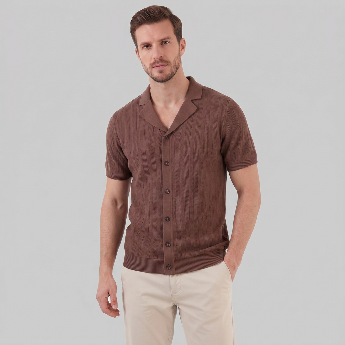 Men's Knit Button Shirt