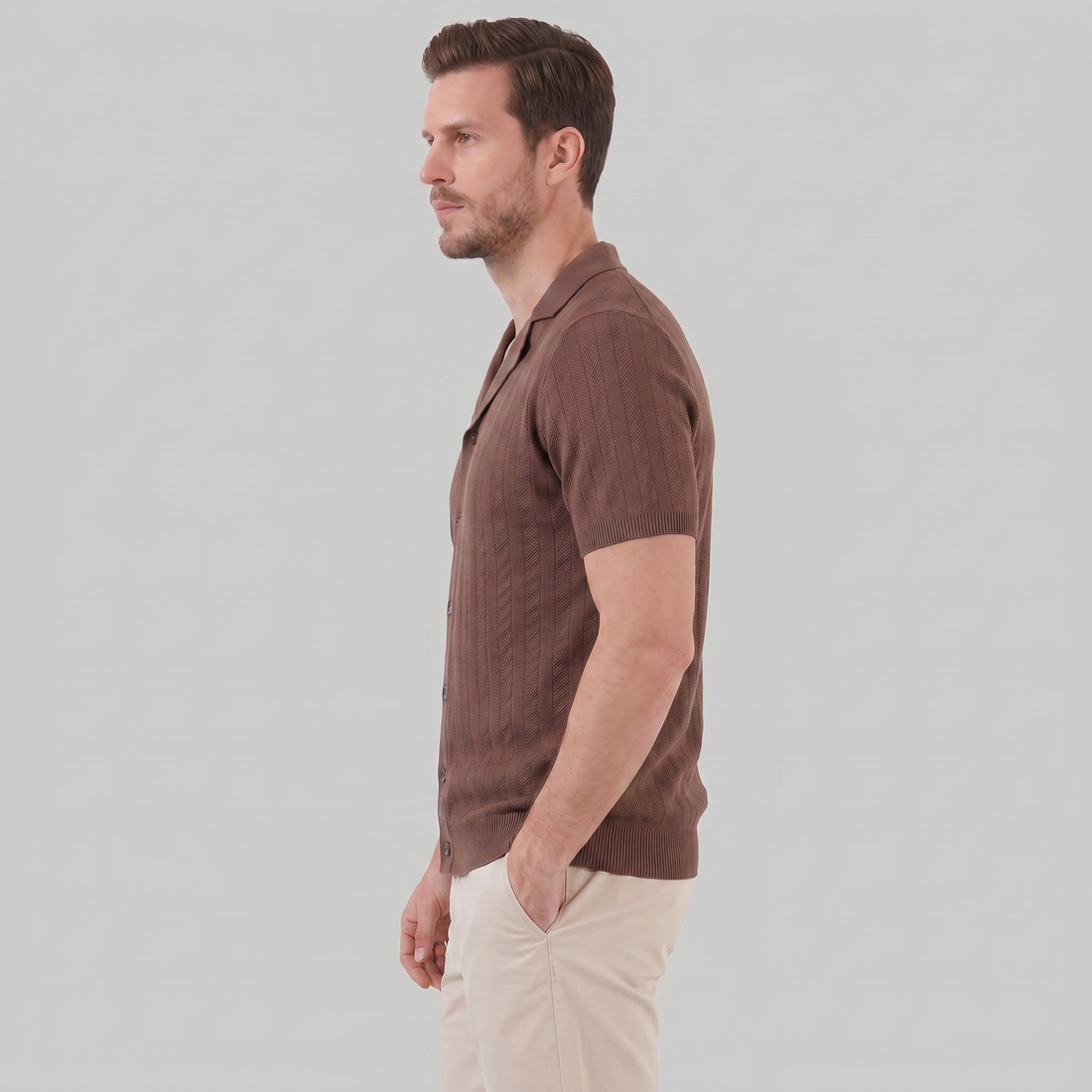 Men's Knit Button Shirt