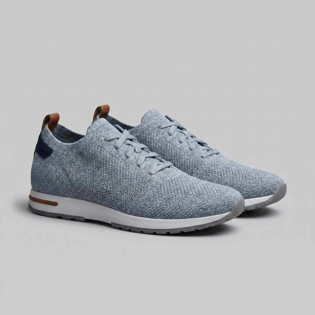 Men's Knit Leather Lace-Up Trainers