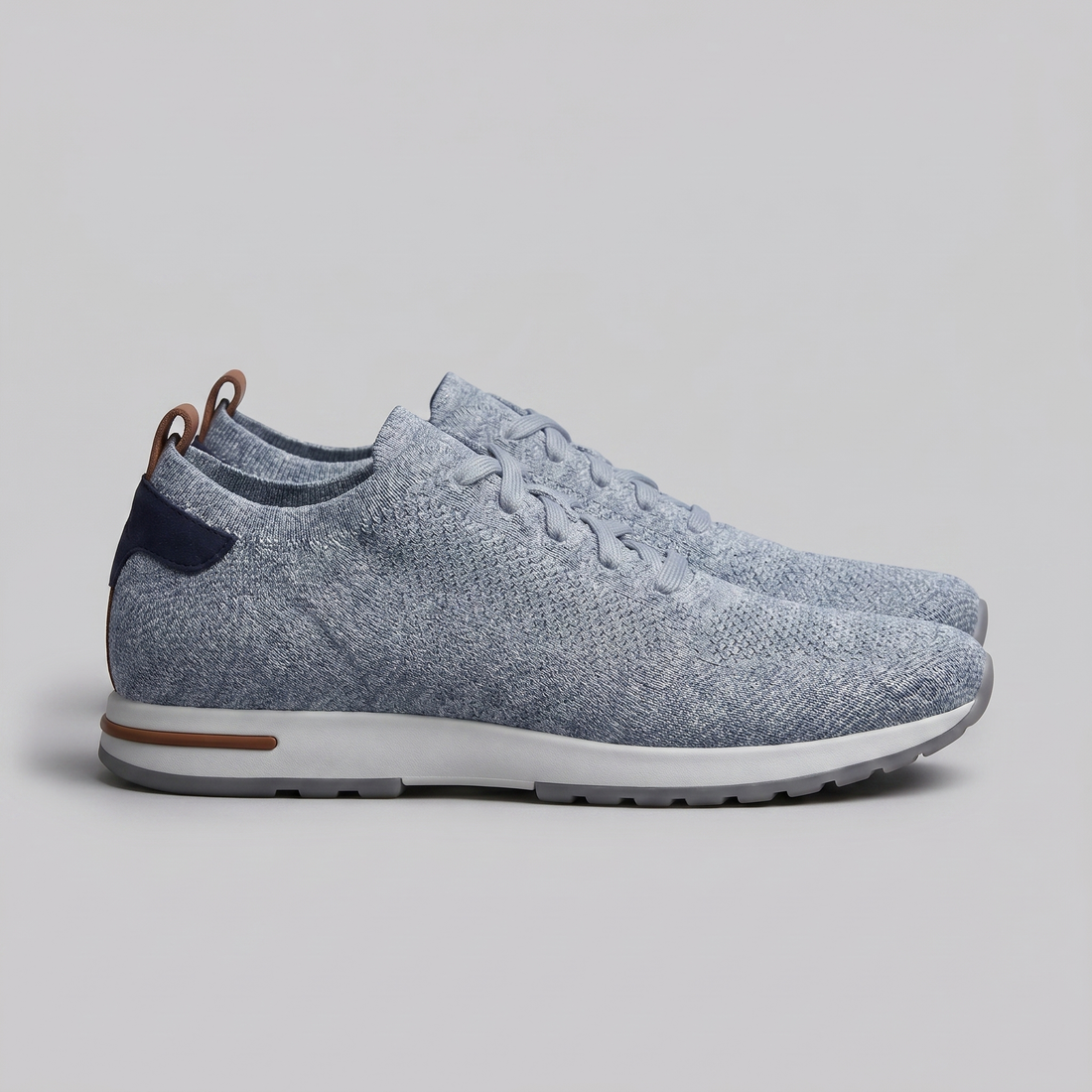 Men's Knit Leather Lace-Up Trainers