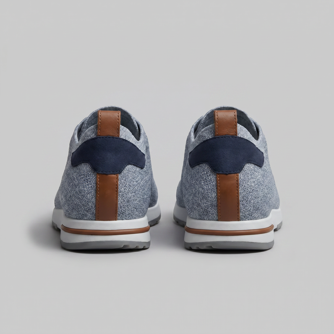 Men's Knit Leather Lace-Up Trainers