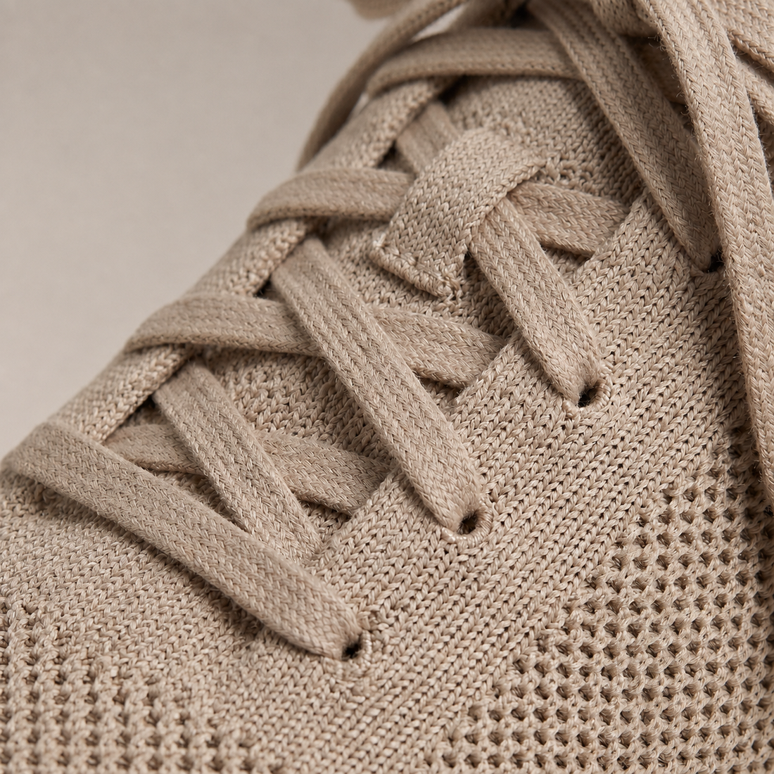 Men's Knit Leather Lace-Up Trainers