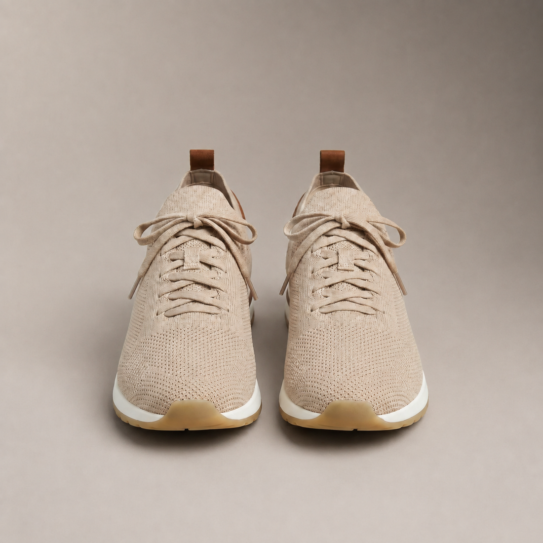 Men's Knit Leather Lace-Up Trainers