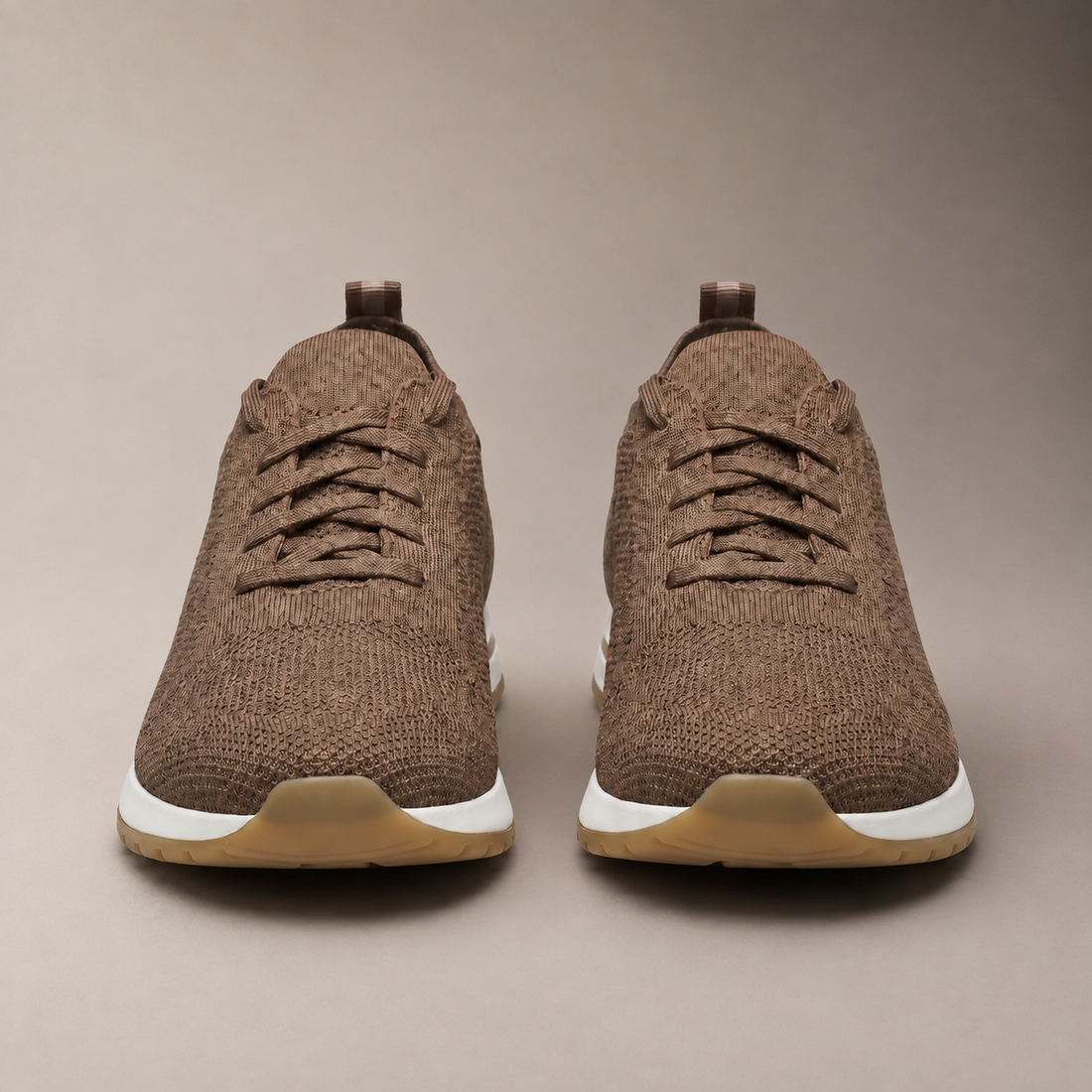 Men's Knit Leather Lace-Up Trainers