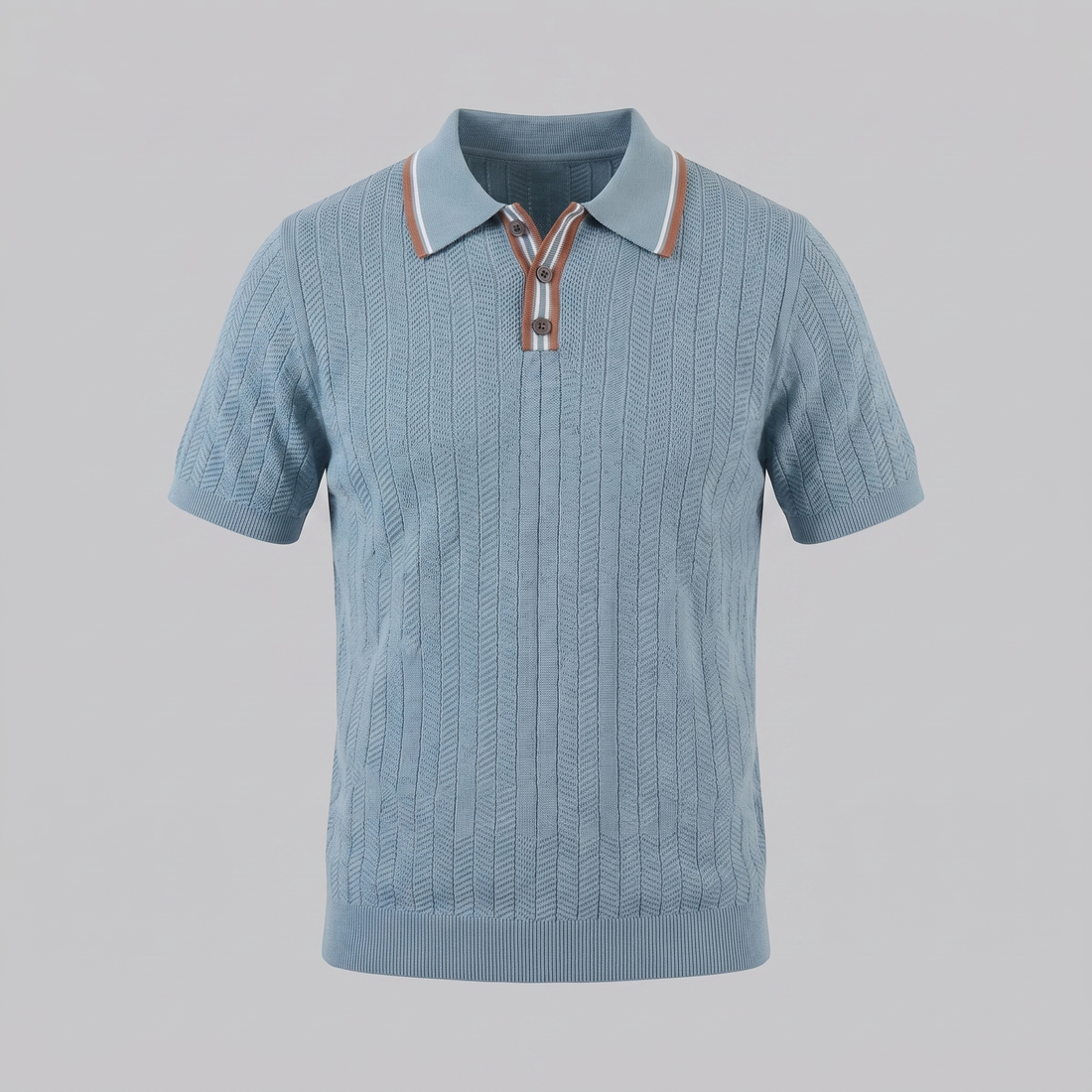 Men's Knit Polo Shirt with Contrast Collar